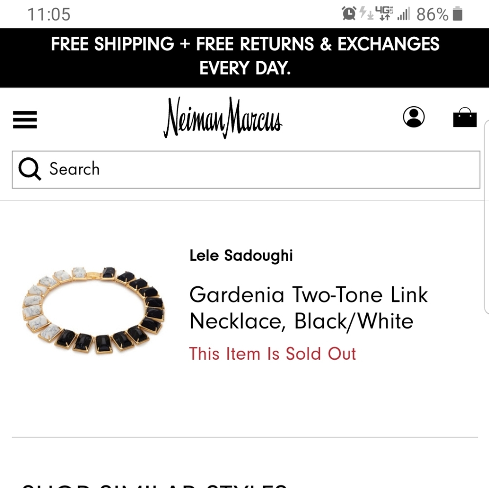 LeLe Sadoughi Gardenia Two-Tone Link Necklace, Black/White